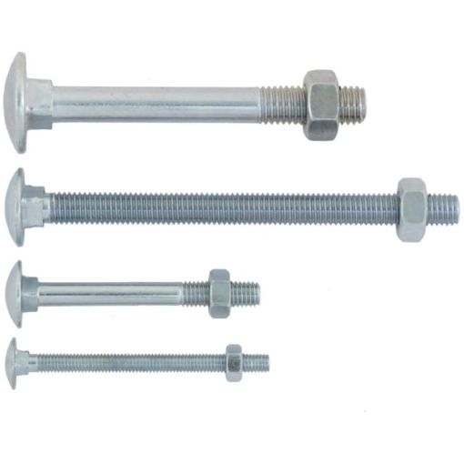 Picture of M10 x 200mm CSH Bolt & Nut Zinc Plated DIN603 (Box25)