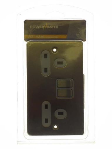 Picture of Powermaster Brushed Satin 2 Gang 13 Amp Switched Socket