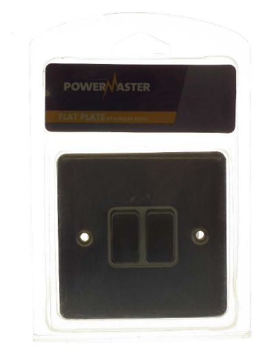 Picture of Powermaster Brushed Satin 2 Gang 2 Way 10 Amp Switch