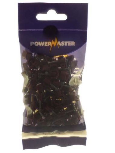 Picture of Powermaster 100 Pce 7mm Cable Clips Brown  1754-20