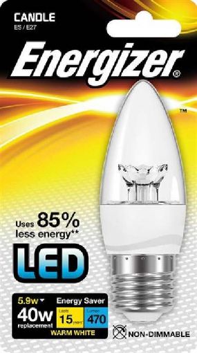 Picture of Energizer Led 5.9W (40W) 470 Lumen E27 Clear Candle Lamp Warm White  1792-06
