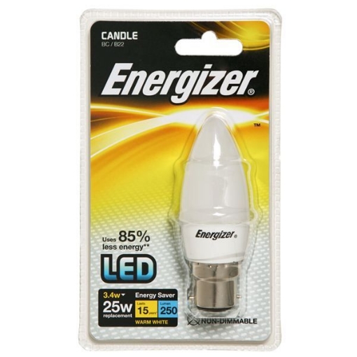 Picture of Energizer Led Candle Light Bulb 3.4W B22 Opal 250Lm Warm White 25W
