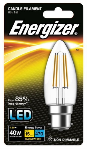 Picture of Energizer 4W 40W B22 Clear Led Candle Light Bulb 470Lm