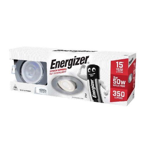 Picture of Energizer 5W Led 3 Pack Gimbal Tilt Downlight Chrome Cool White