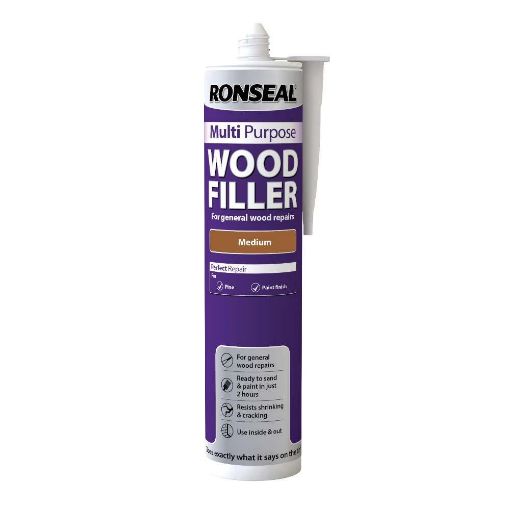 Picture of Ronseal Paint Multi Purpose Wood Filler Cartridge Med 310ml
