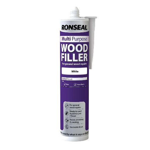 Picture of Ronseal Paint Multi Purpose Wood Filler Cartridge White 310ml