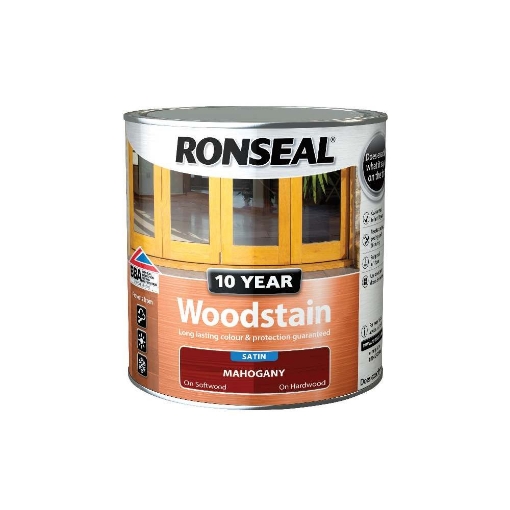 Picture of Ronseal Paint 10 Year Woodstain Mahogany 750ml