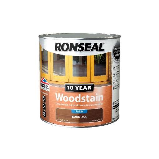 Picture of Ronseal Paint 10 Year Woodstain Dark Oak 750ml