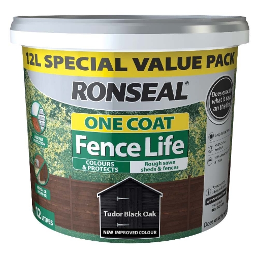 Picture of Ronseal Paint One Coat Fencelife Tudor Black Oak 12L
