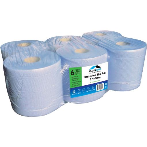 Picture of Cleansure Centre Feed Blue Roll 2 -Ply 120m (pack 6)