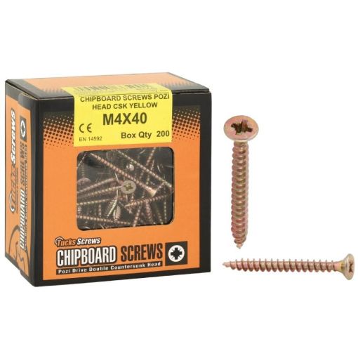 Picture of M3X12 Yellow Pozi Chipboard Screw 200 Box Ft