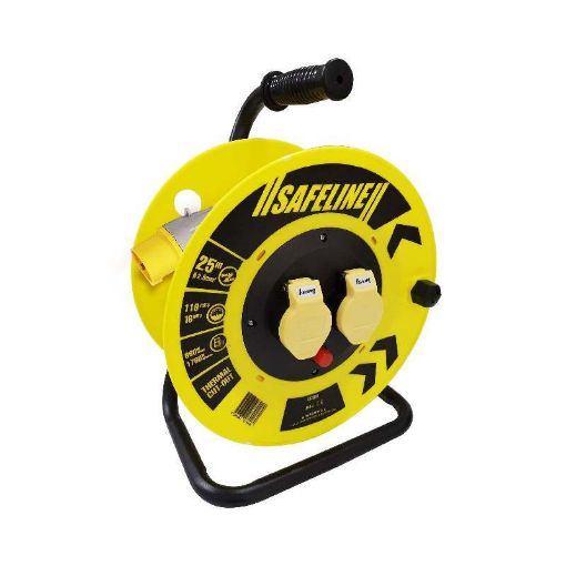 Picture of Safeline 25Mt X 110V X 16A  2.5 Sq Yellow Cable Reel