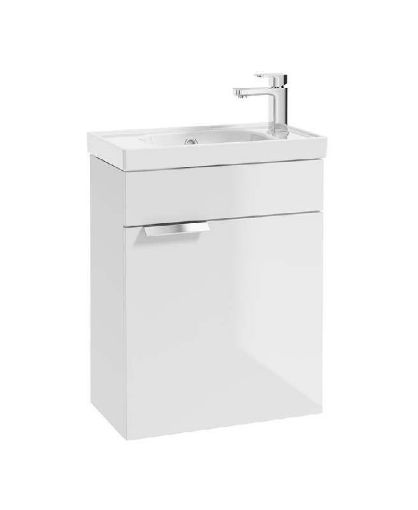 Picture of Stockholm 50cm Wall Hung Cloakroom Unit Chrome Handle Gloss White