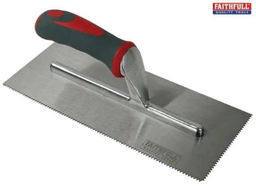 Picture of Faithfull Soft Grip V Notched Trowel 11X4.1/2in