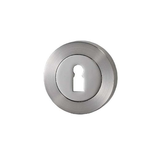 Picture of Basta Keyhole Escutcheon Satin Nickel Clam Package