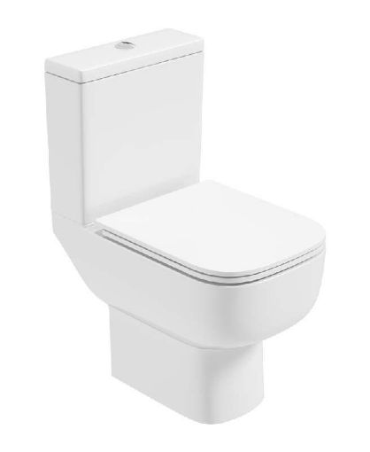 Picture of Close Coupled Wc  W365 X H780 X D595mm Wc,Cistern & Fittings , 6/4L Push Button With Slim Soft Close Quick Release Seat