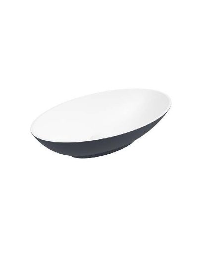 Picture of Skal Oval Wash Basin 600X350 White - Night Sky Blue And Waste