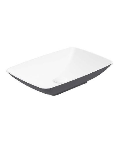 Picture of Skal Rectangle Wash Basin 600x400 White - Midnight Grey and Waste