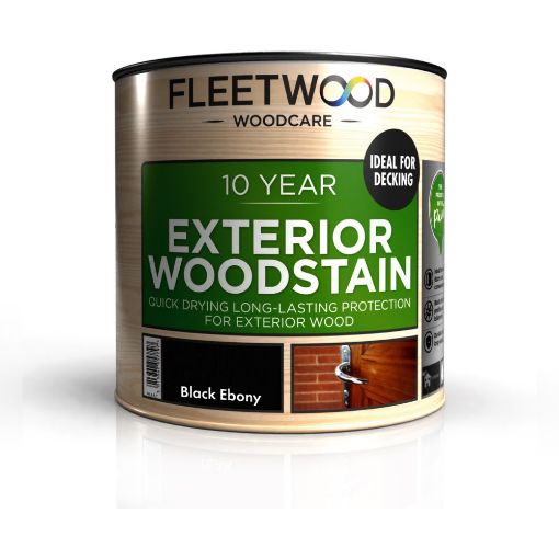 Picture of Fleetwood Paint 1L 10 Year Exterior Woodstain Water Based Black Ebony
