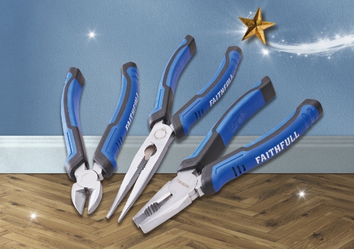 Picture of Faithfull 3 Piece Plier Set (Long Nose, Side Cutters & Combination)