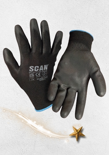 Picture of Scan Safety Black Pu Gloves Pack Of 5 Pairs
