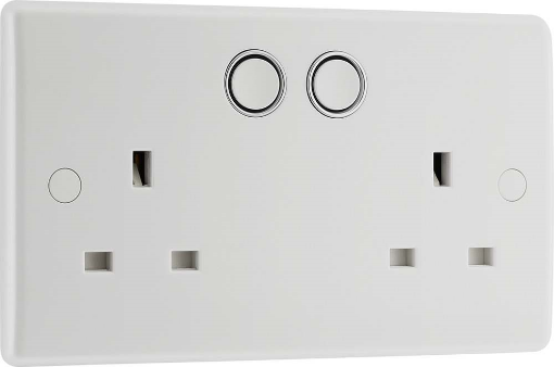 Picture of BG Smart Power Socket, Double Switched 13A, White Moulded - Slim Profile