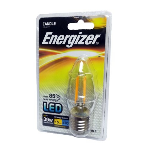 Picture of Energizer 4W 39W E27 Clear Led Candle Light Bulb 470Lm